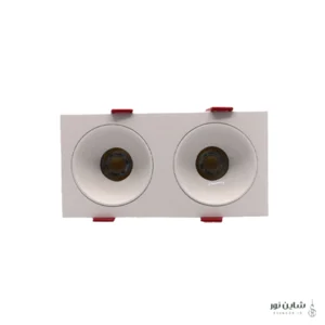 چراغ دکوراتیو سقفی دو قلو توکار 12*2 وات با رفلکتور یزدنور